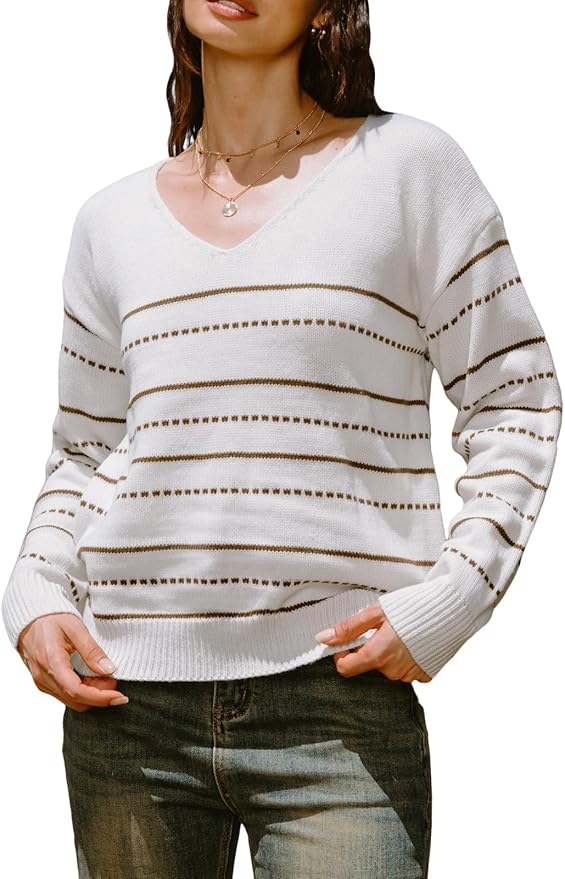 71DmjcW4Z-L._AC_SY879 Women's Long Sleeve Sweater Knit V Neck