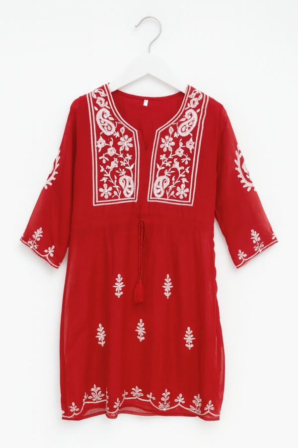 ChatGPTImageJul9_2025_05_16_54PM Women's Red Chikankuri Kurti