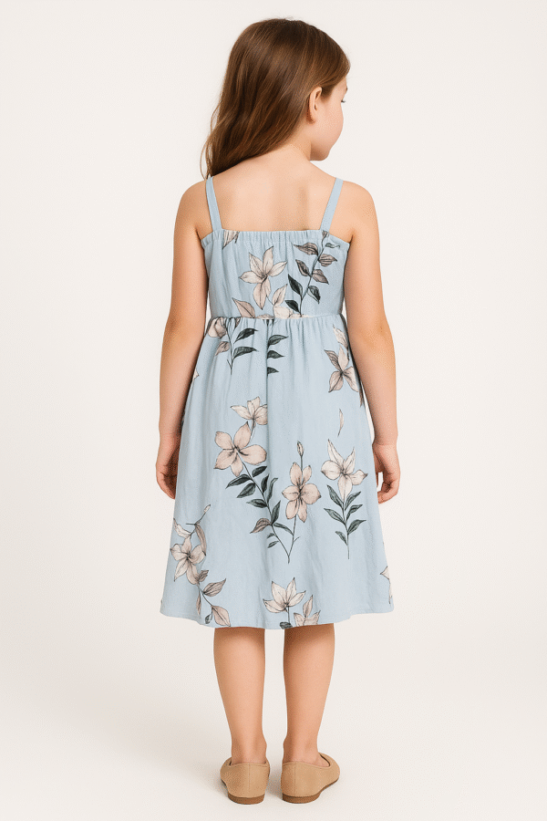 Dynamite_Small_Top_Dress_Blue_Floral_with_child_with_back_turn Dynamite Blue Floral Small Top/ Dress