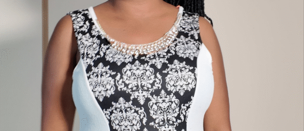 Business /Semi-Formal Foral White & Black Dress