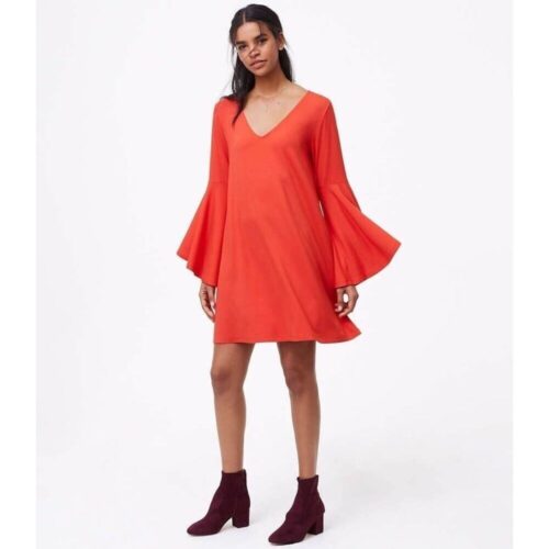 Loft Hot Orange Long Flare Bell Sleeve  Large
