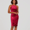 Suzy Shier Velvet Cross Back Spaghetti Strap Bodycon Mini Dress