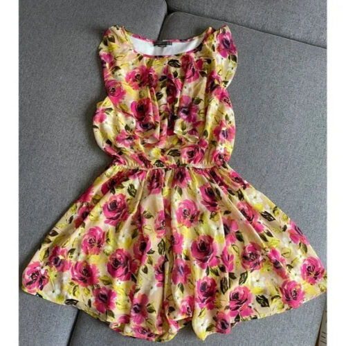 Suzy Shier Yellow and Pink Extra Small