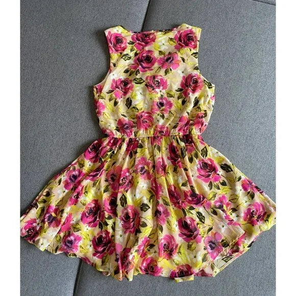 Suzy Shier Yellow and Pink Extra Small