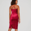 Suzy Shier Velvet Cross Back Spaghetti Strap Bodycon Mini Dress
