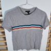 Forever 21 Rainbow Striped Grey Short Sleeve Tee