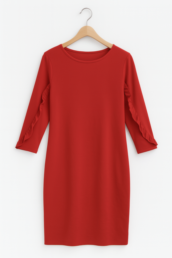 ZaraTarafalucRedDressSize30 Zara Trafaluc Red Long Sleeve Dress with Ruffles