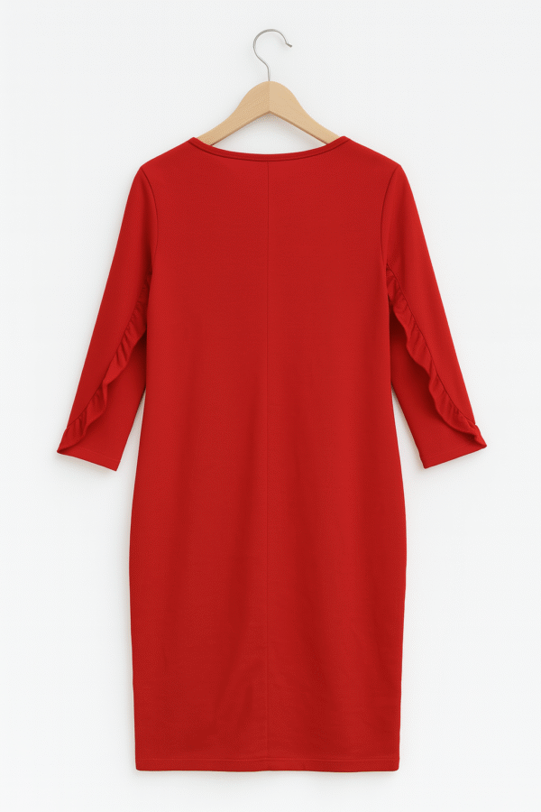 ZaraTarafalucRedDressSize30BackofDress Zara Trafaluc Red Long Sleeve Dress with Ruffles