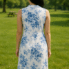 Blue & White Majora Floral Dress
