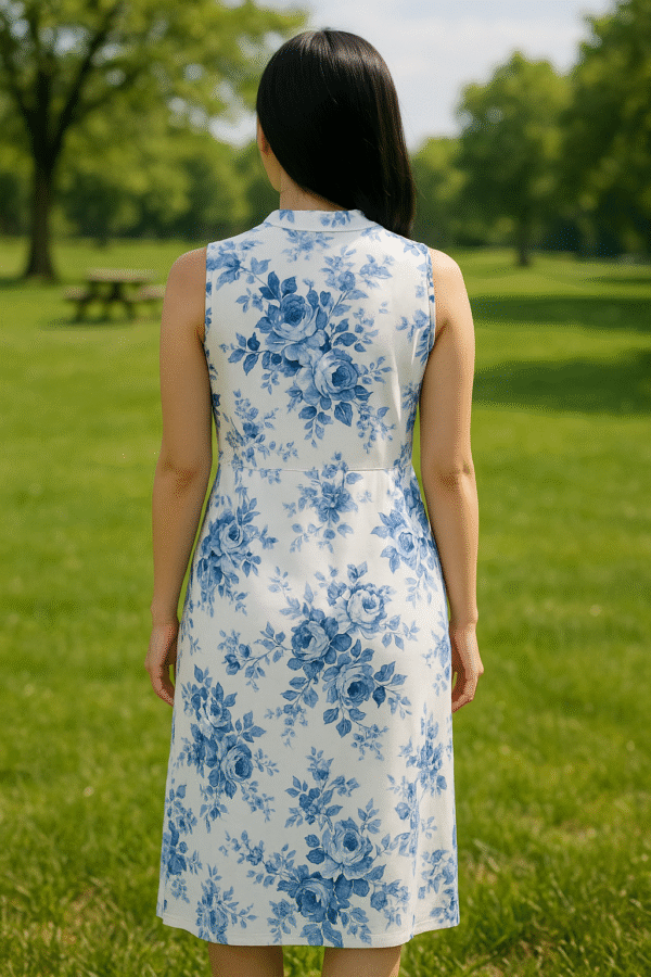 Blue & White Majora Floral Dress