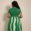 Casual Green Stripe Dress Medium