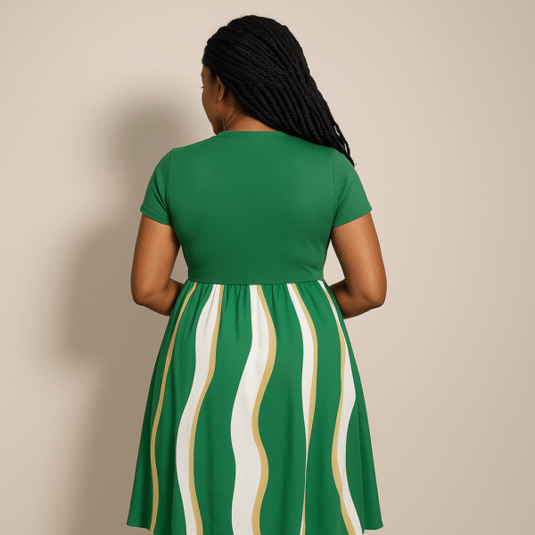 file-00000000b3286230a141495d769cf14d Casual Green Stripe Dress Medium
