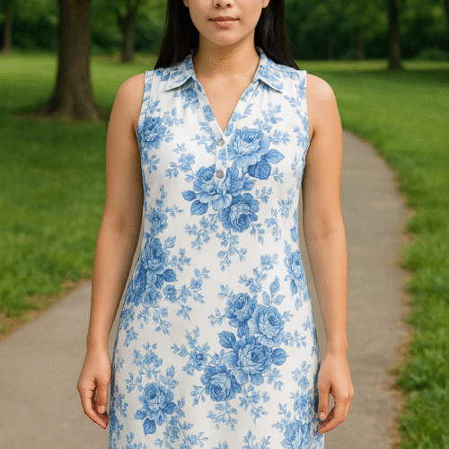 Blue & White Majora Floral Dress
