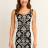 Business /Semi-Formal Foral White & Black Dress